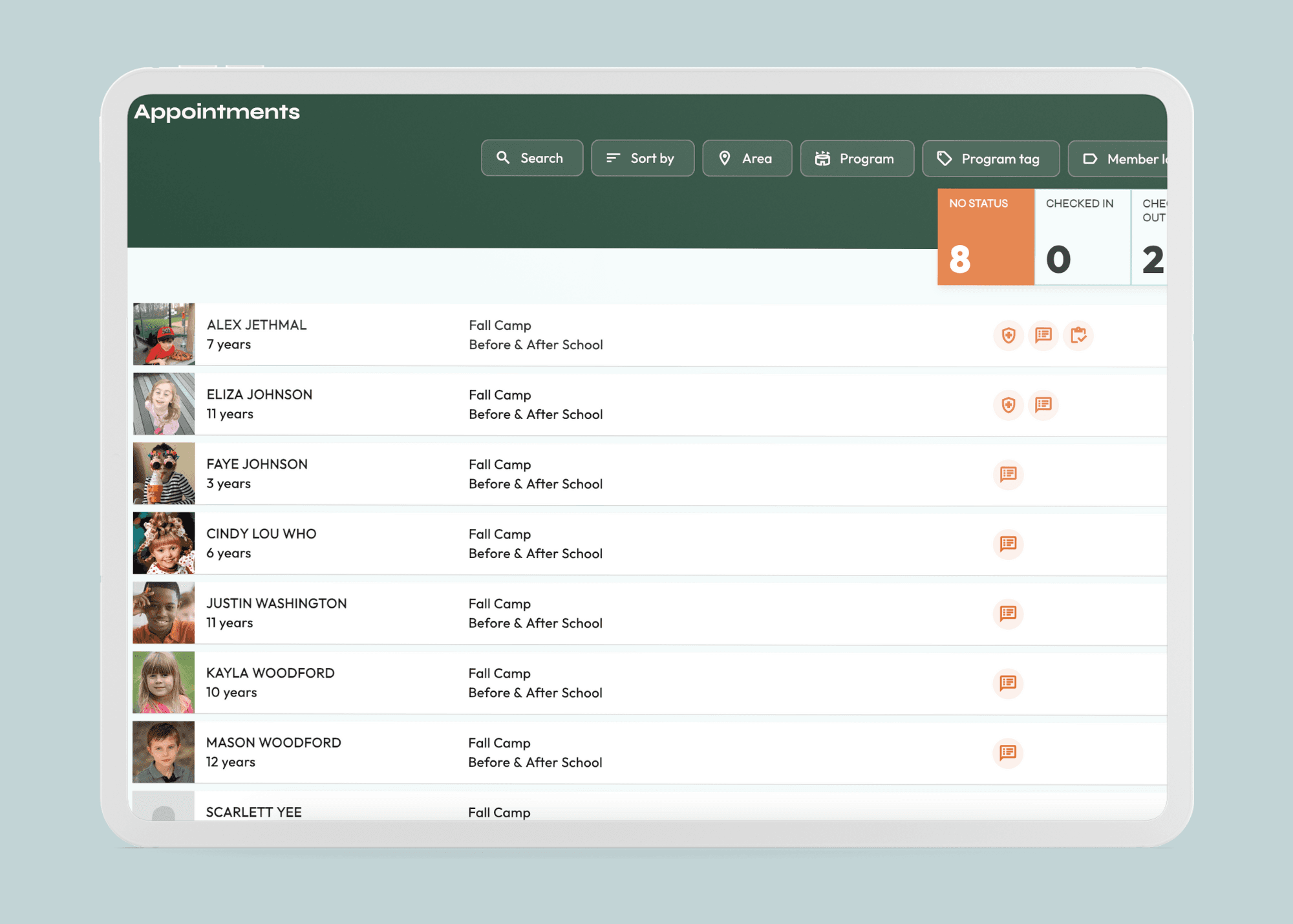 Example of Alaris camper list