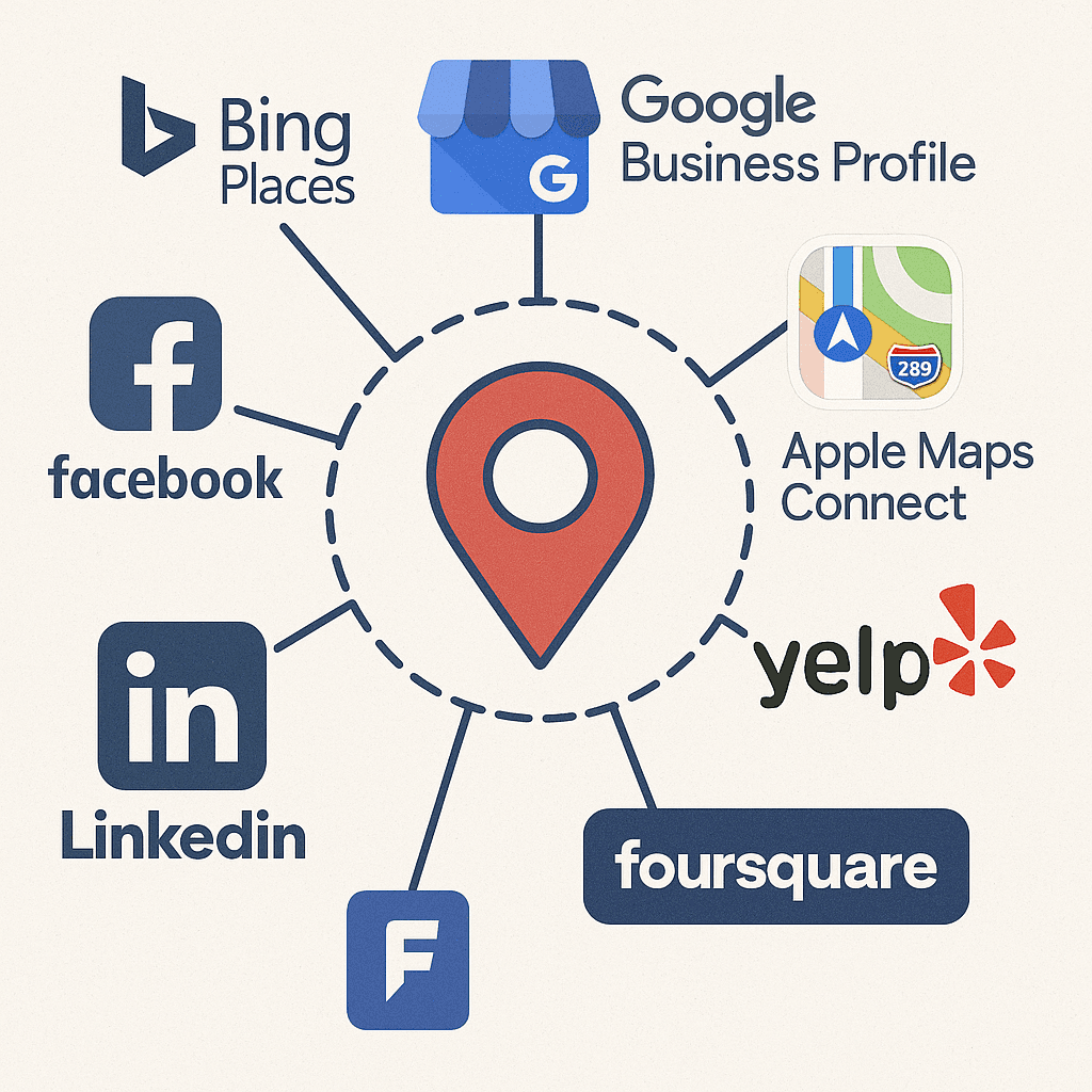 Online Directories that work together to form a spider web for online visibility.